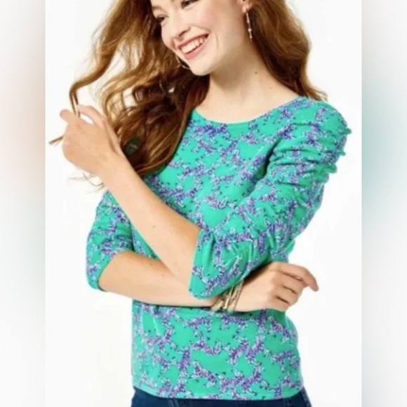 Lilly Pulitzer Sweaters - Lilly Pulitzer Sweater Women’s  Green Blue Zebra Preppy 3/4 Sleeve size medium